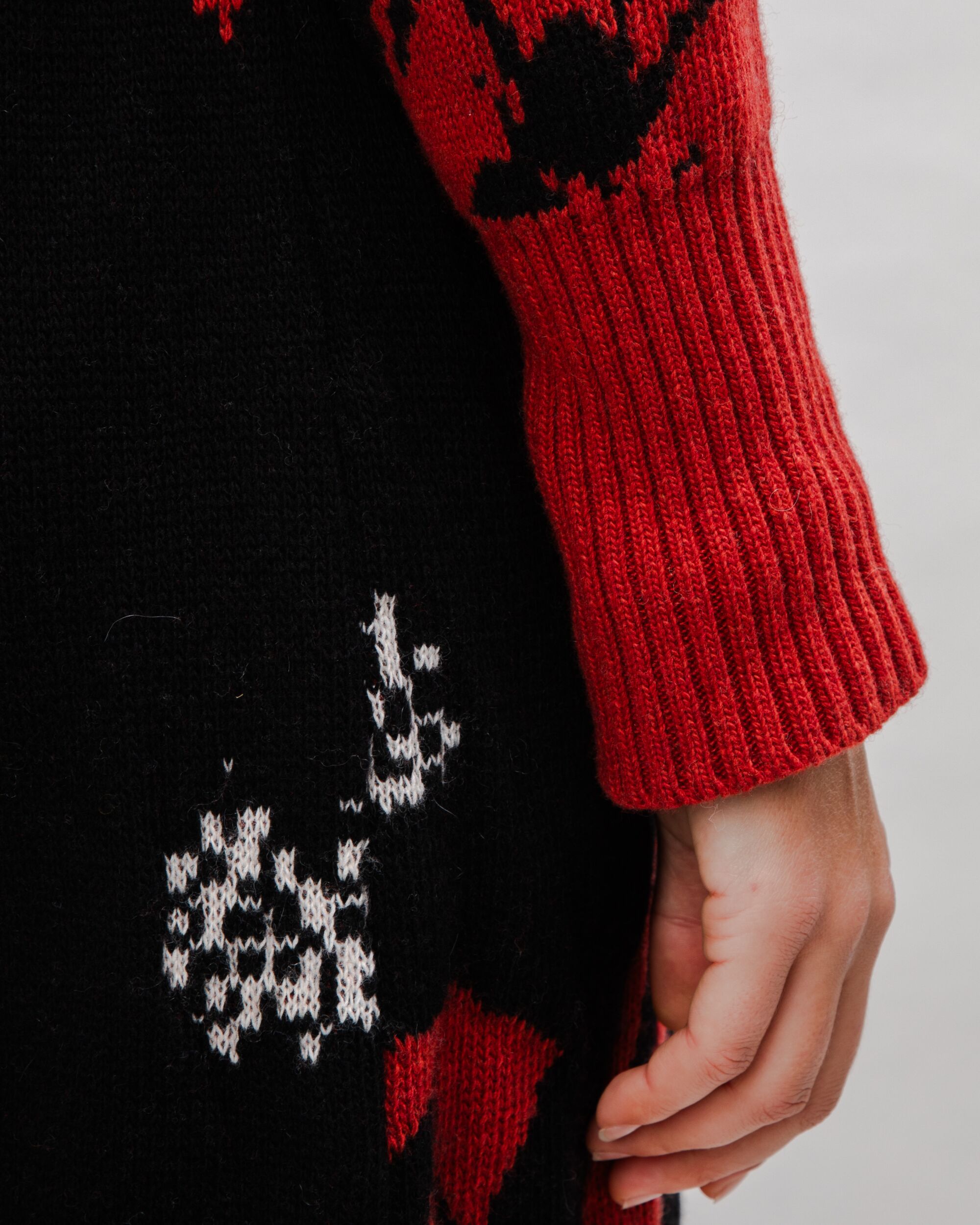 Bloom Jacquard Wool Cashmere Short Dress Black