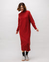 Long Knitted Wool Cashmere Dress Red Clay