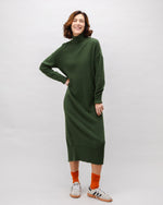 Long Knitted Wool Cashmere Dress Green