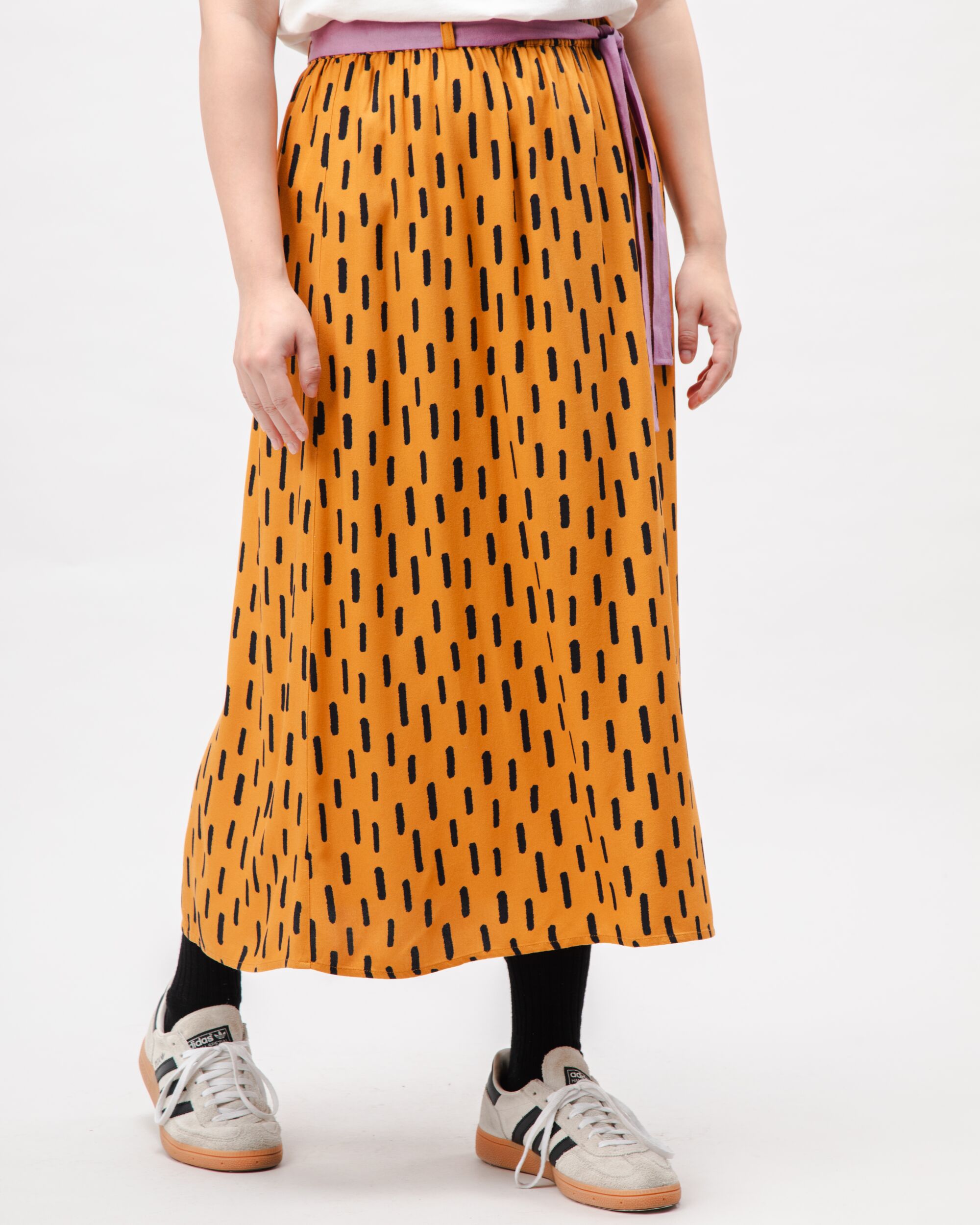 Mist Viscose Long Skirt Ochre