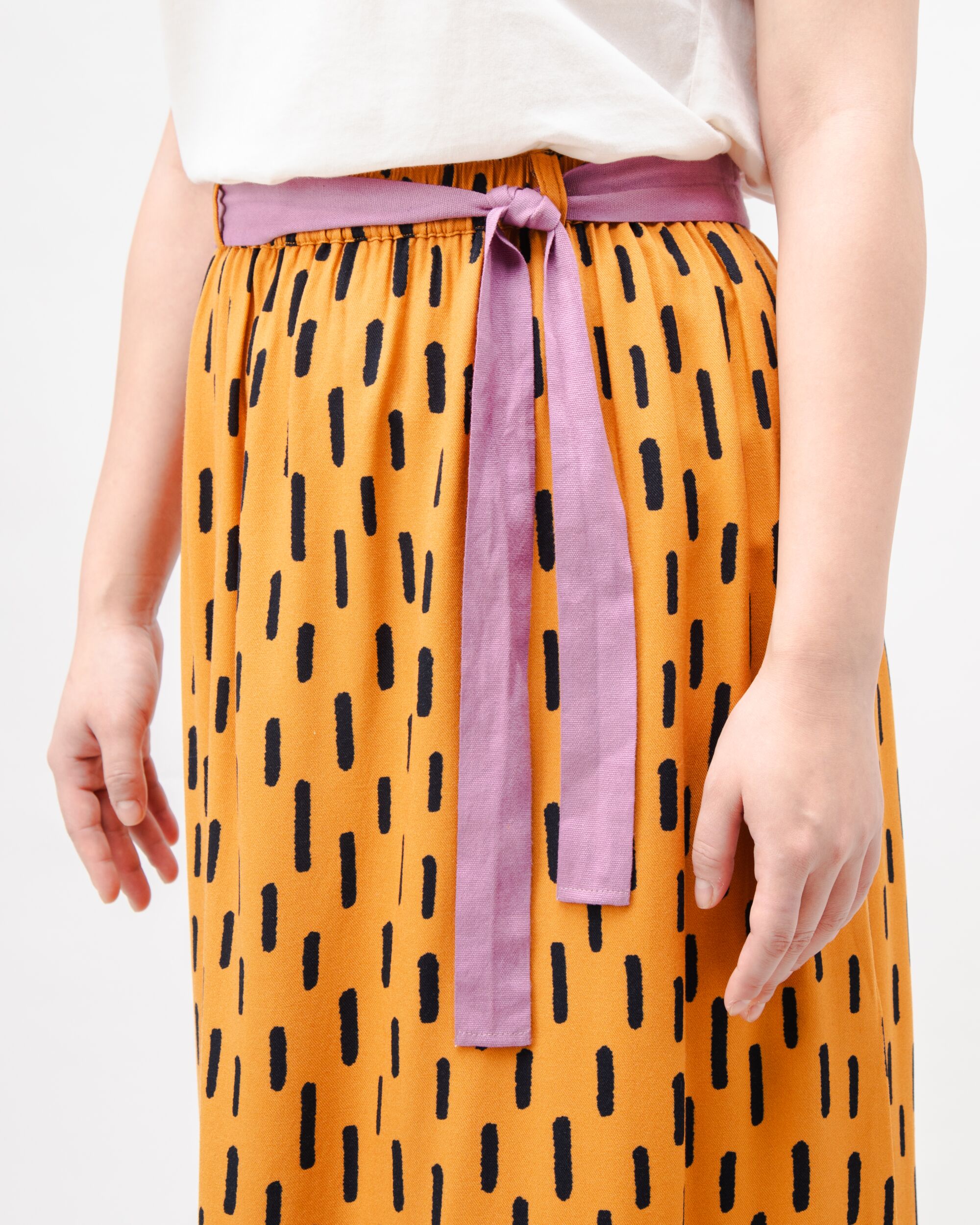 Mist Viscose Long Skirt Ochre