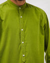 Babycord Japanese Mao Cotton Shirt Green