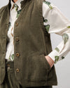 Corduroy Pleated Vest Stone Green